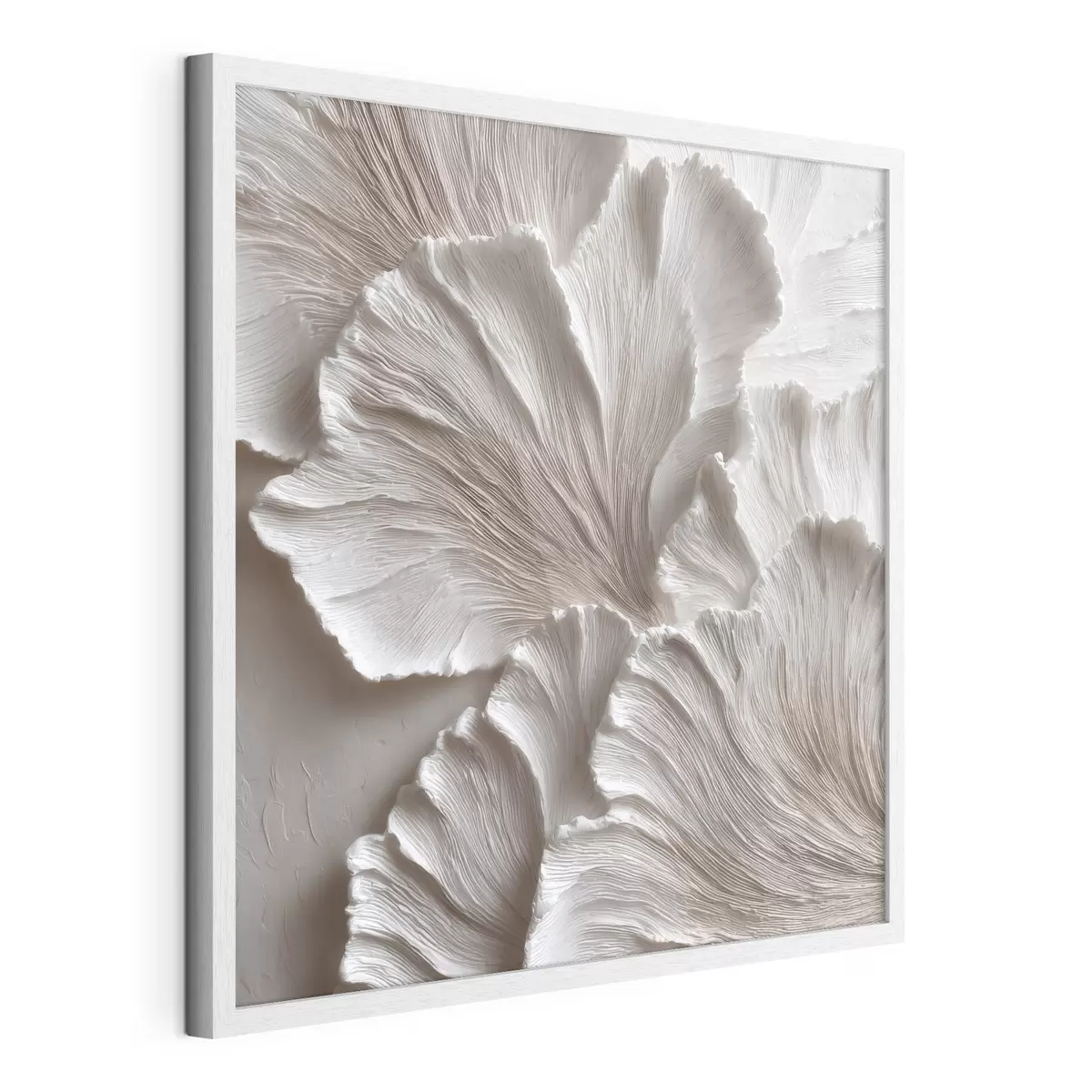 Poster Komposition mit plastischen organischen Formen in einer Farbpalette aus Beige- und Weißtönen f49708