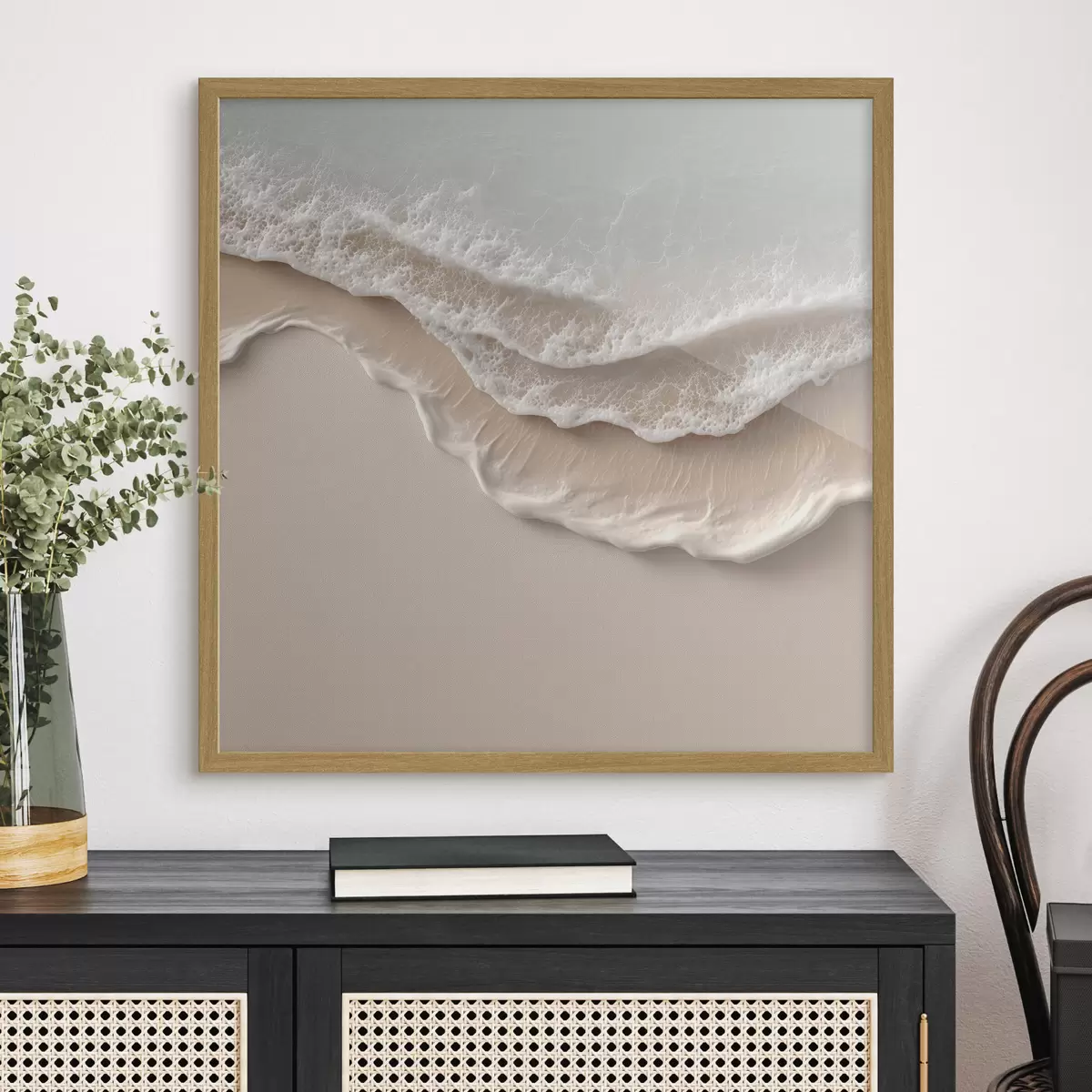 Poster Meereslandschaft mit einer sanften Schaumlinie im Aquarellstil f49715
