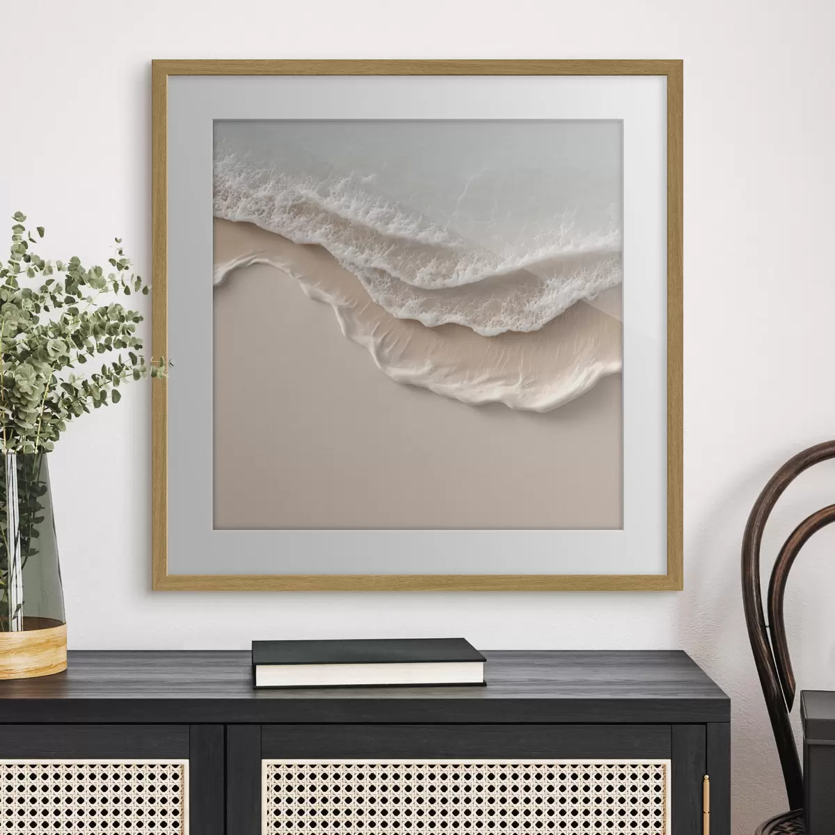 Poster Meereslandschaft mit einer sanften Schaumlinie im Aquarellstil f49715