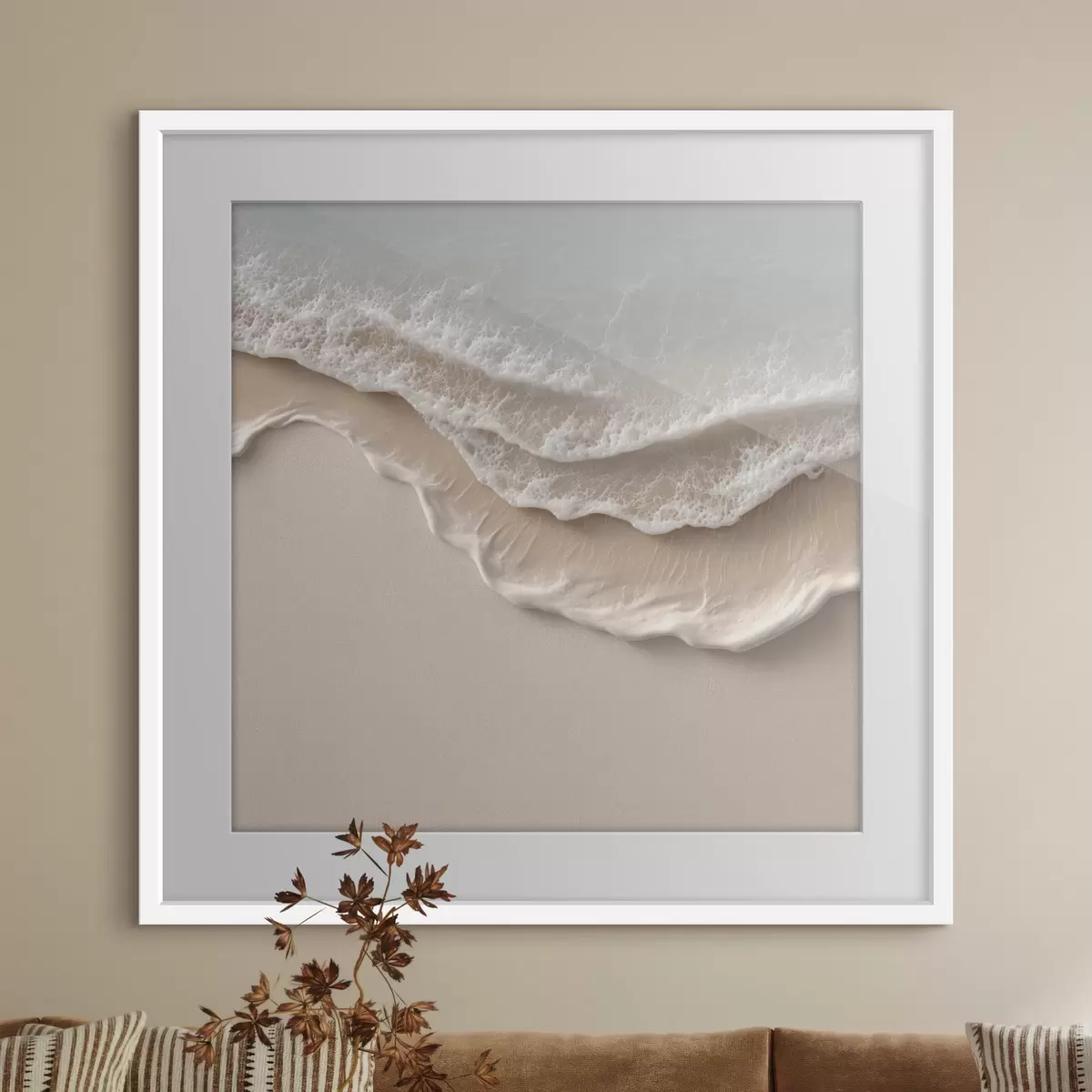 Poster Meereslandschaft mit einer sanften Schaumlinie im Aquarellstil f49715