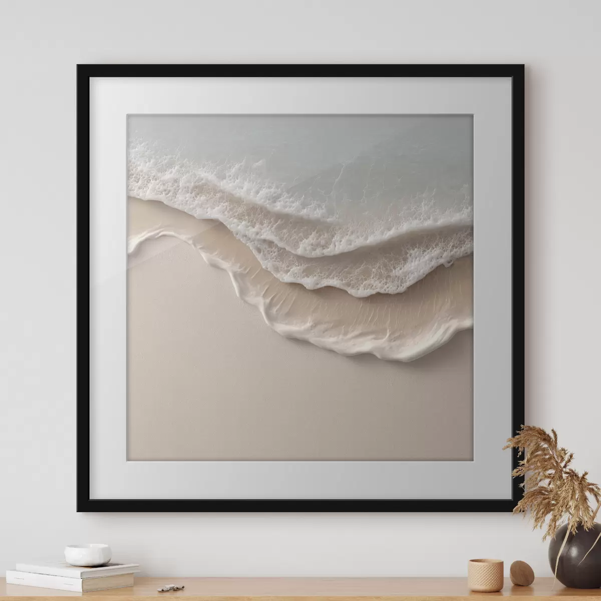 Poster Meereslandschaft mit einer sanften Schaumlinie im Aquarellstil f49715