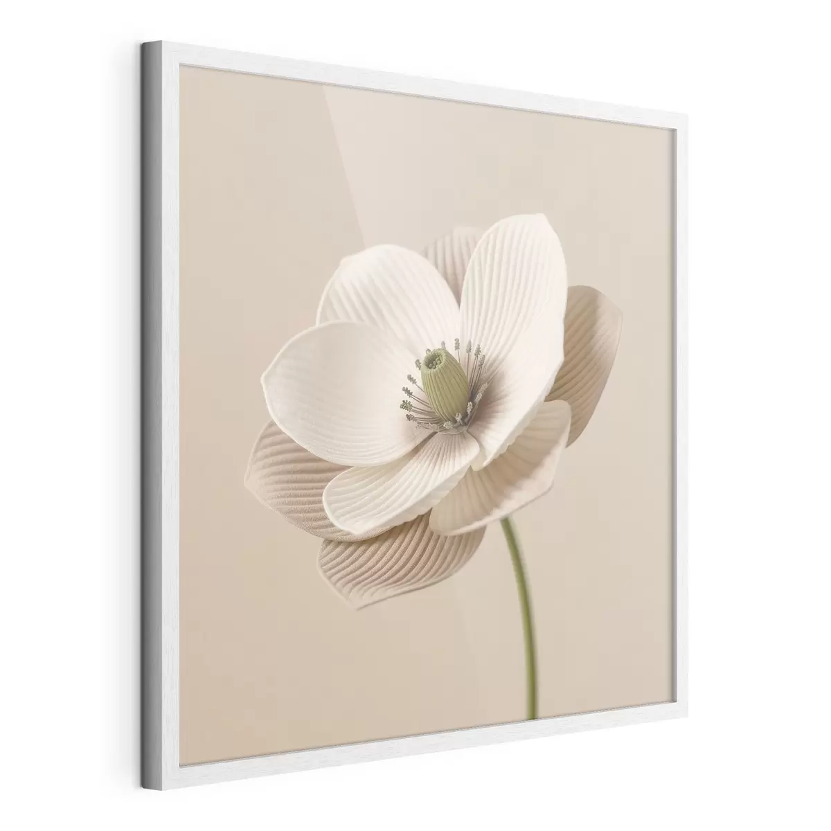 Poster Blume mit strukturierten Blütenblättern in Beigetönen im minimalistischen Stil f49719