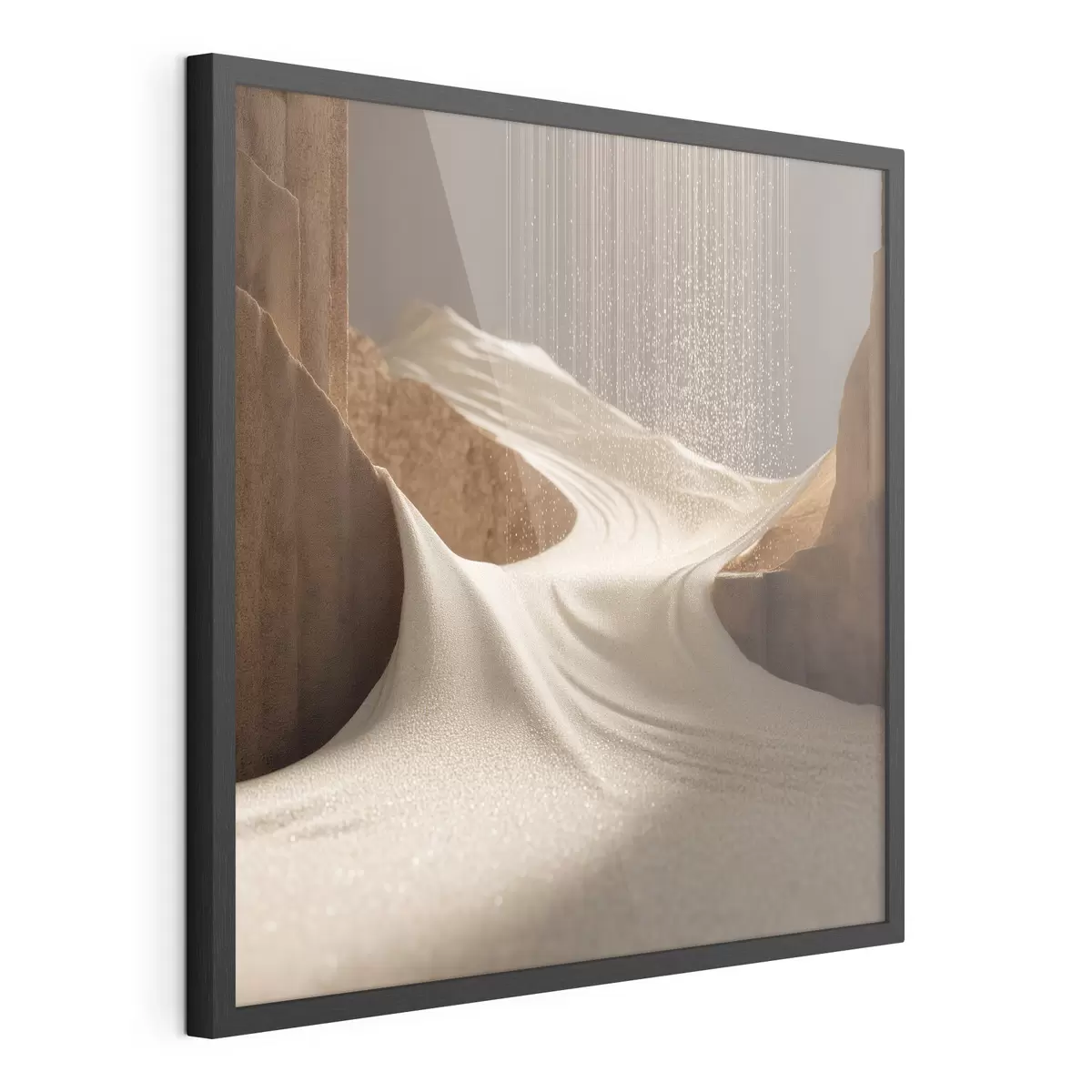Poster Stilisierte Bergschlucht in einer Farbpalette aus Beige- und Brauntönen f49722