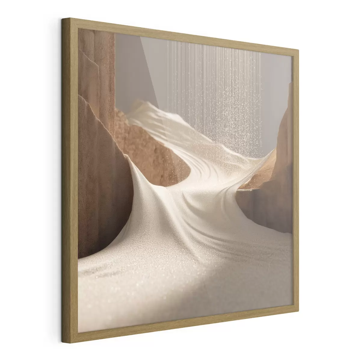 Poster Stilisierte Bergschlucht in einer Farbpalette aus Beige- und Brauntönen f49722