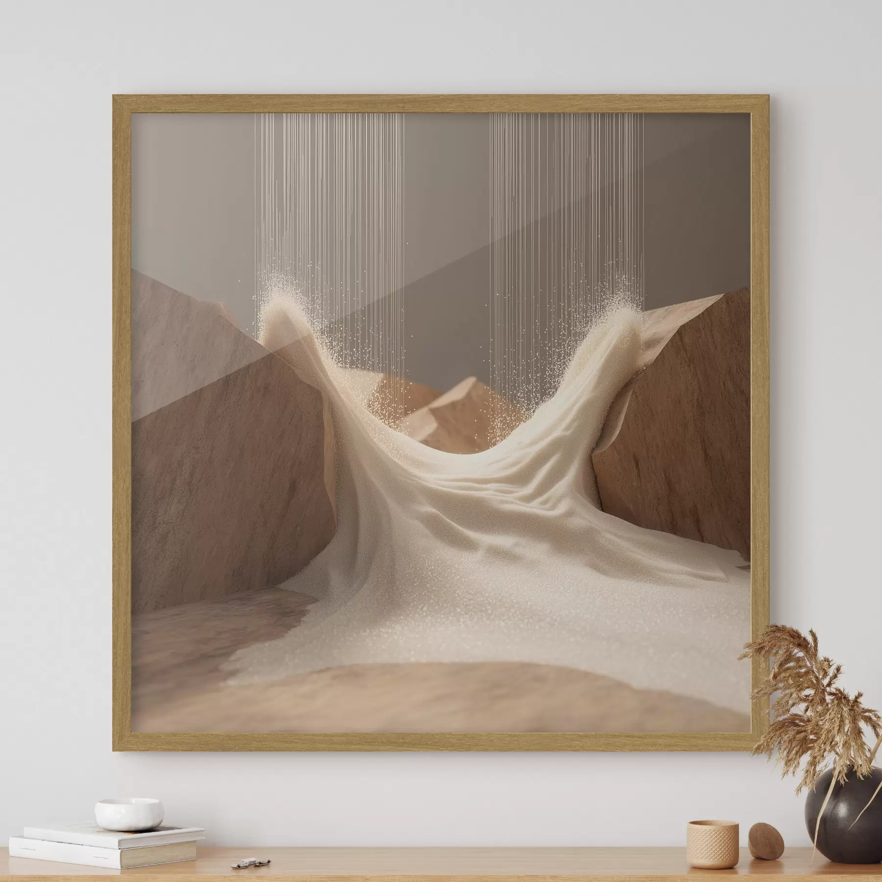 Fototapete Abstrakte Sandströme zwischen felsigen Hängen im Stil der zeitgenössischen Kunst f49723