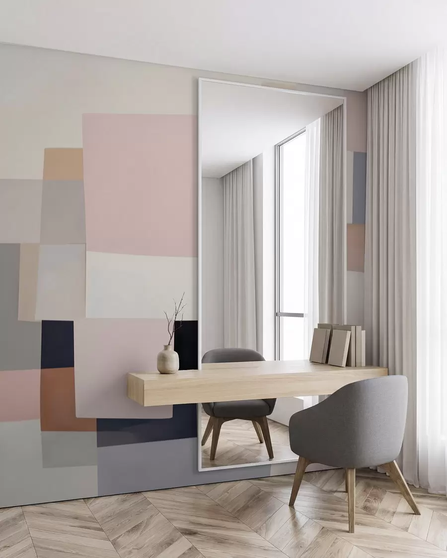 Fototapete Geometrische Abstraktion mit simuliertem Unschärfeeffekt und Textur w05785