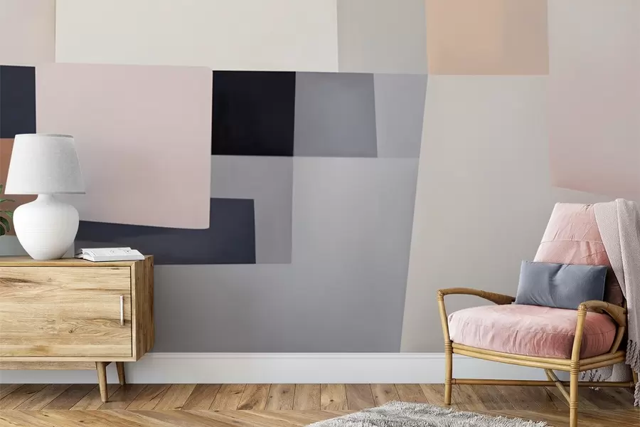 Fototapete Geometrische Abstraktion mit simuliertem Unschärfeeffekt und Textur w05785