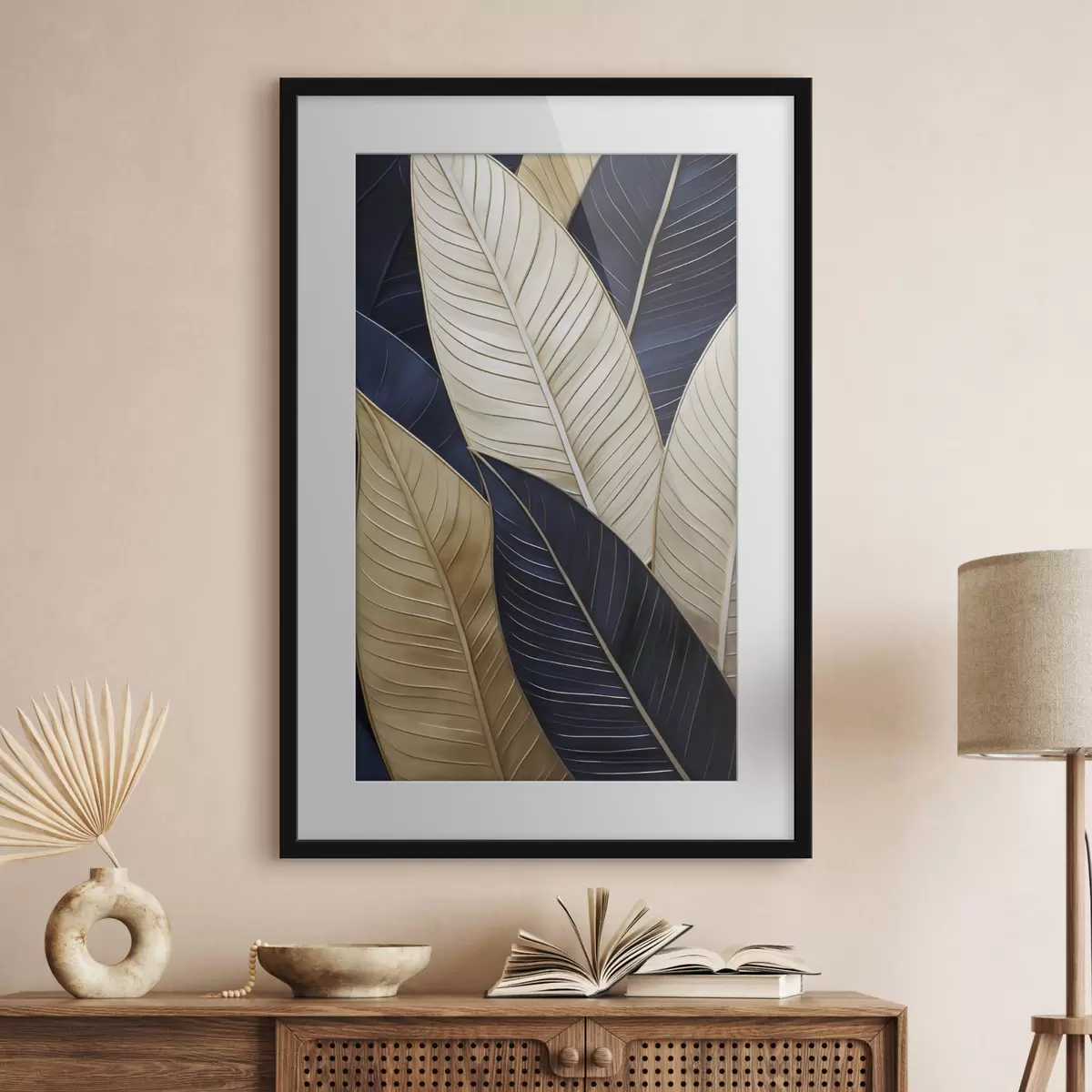 Poster Malerei mit Blattimitationen f50062