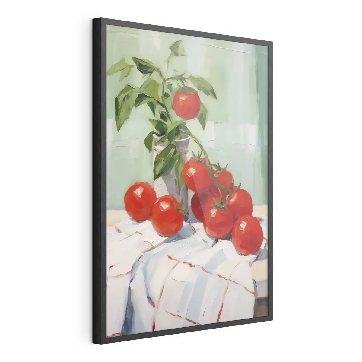 Poster Tomaten auf einer Tischdecke, Gemäldeimitation f50063