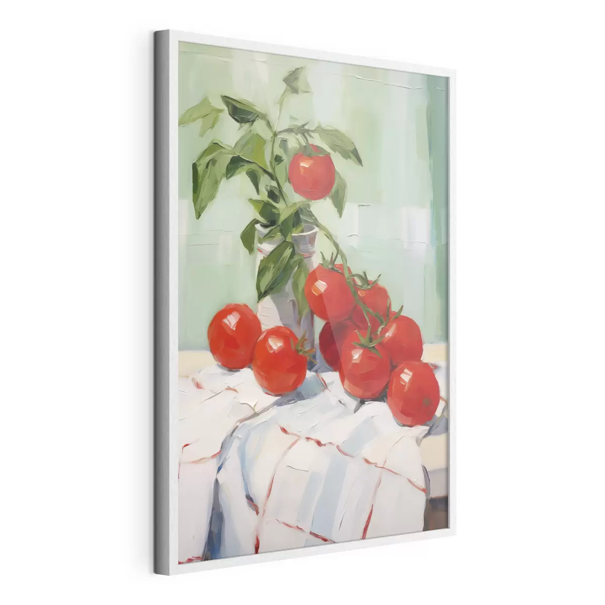 Poster Tomaten auf einer Tischdecke, Gemäldeimitation f50063