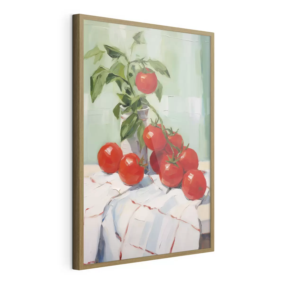 Poster Tomaten auf einer Tischdecke, Gemäldeimitation f50063