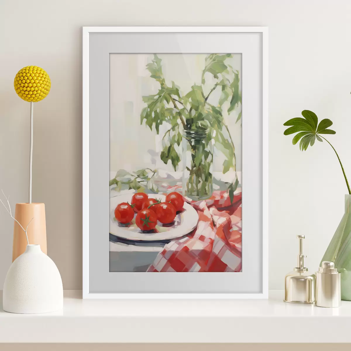 Poster Tomaten auf einem Teller, Gemäldeimitation f50064