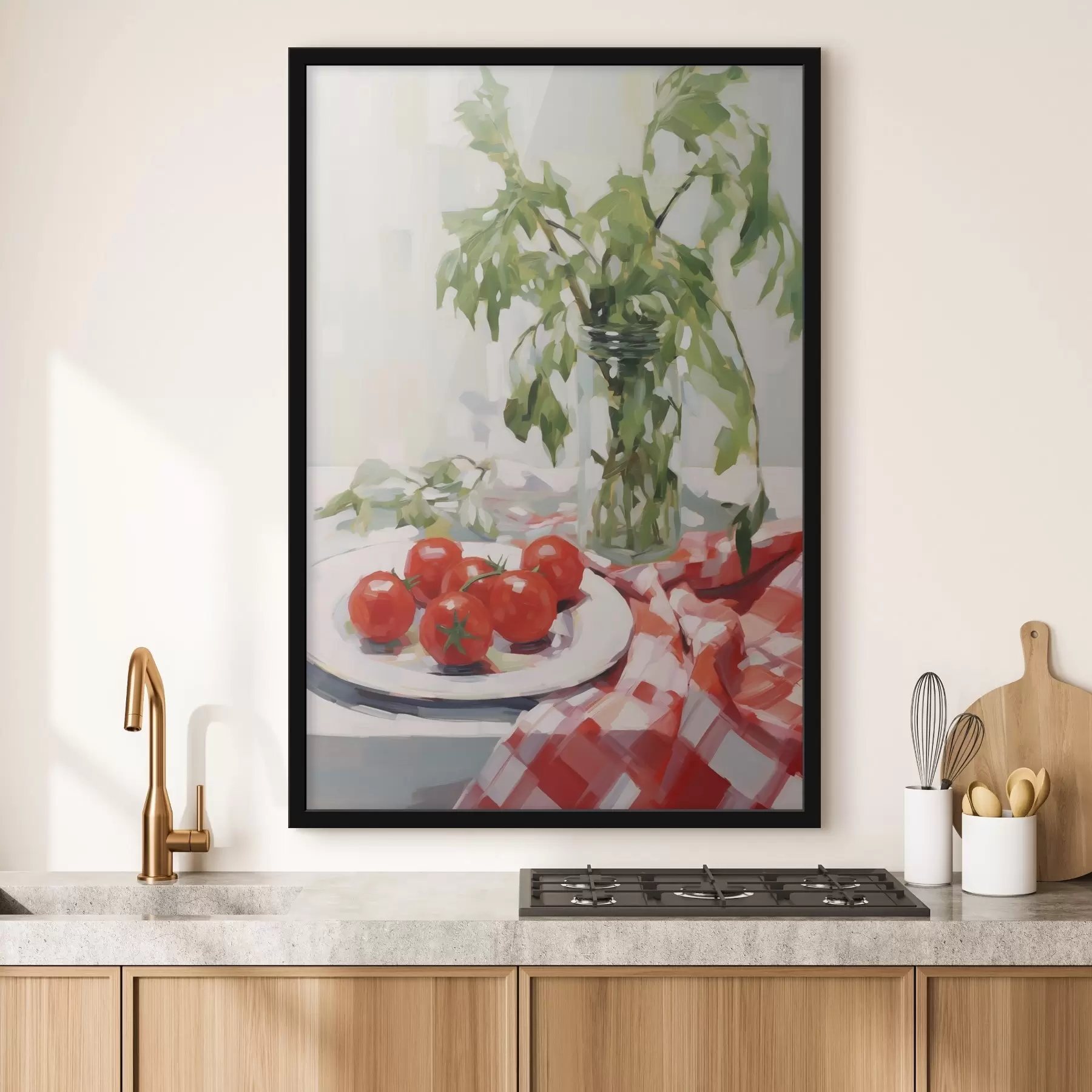 Fototapete Tomaten auf einem Teller, Gemäldeimitation f50064