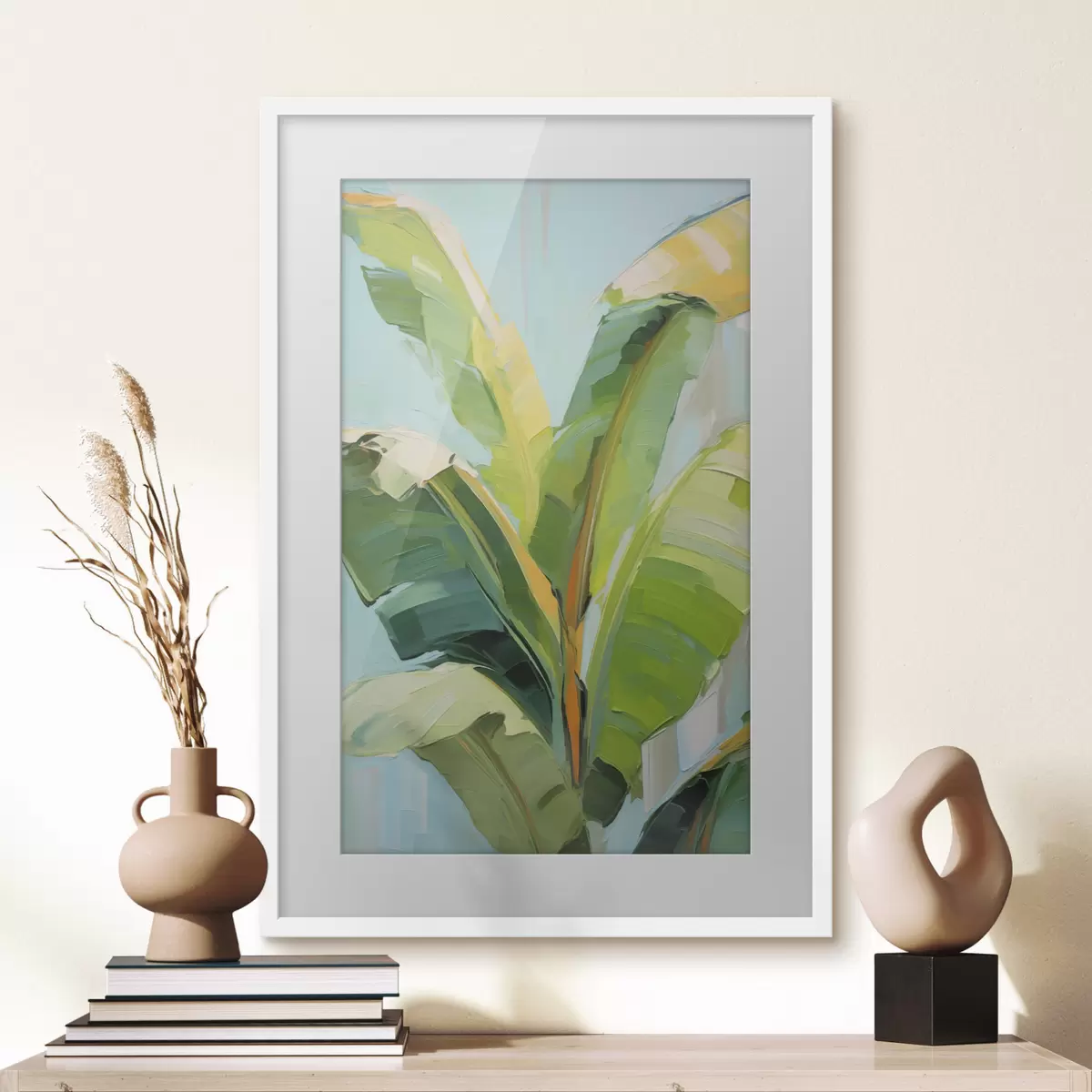 Poster Bananenpalmenblätter, Imitationsgemälde f50069