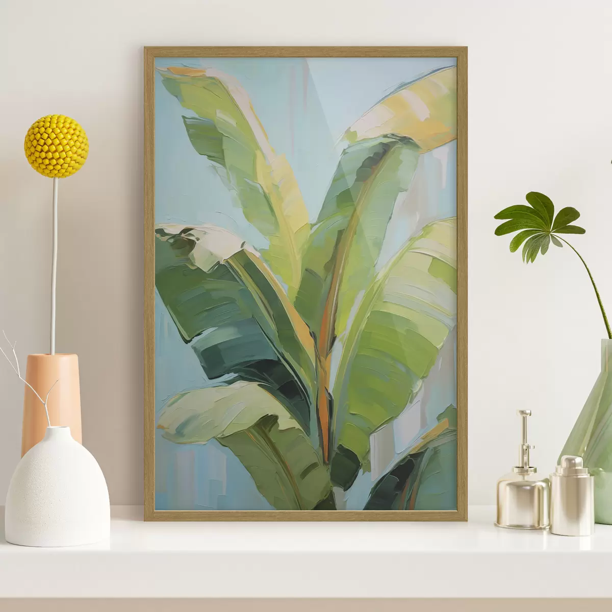Poster Bananenpalmenblätter, Imitationsgemälde f50069