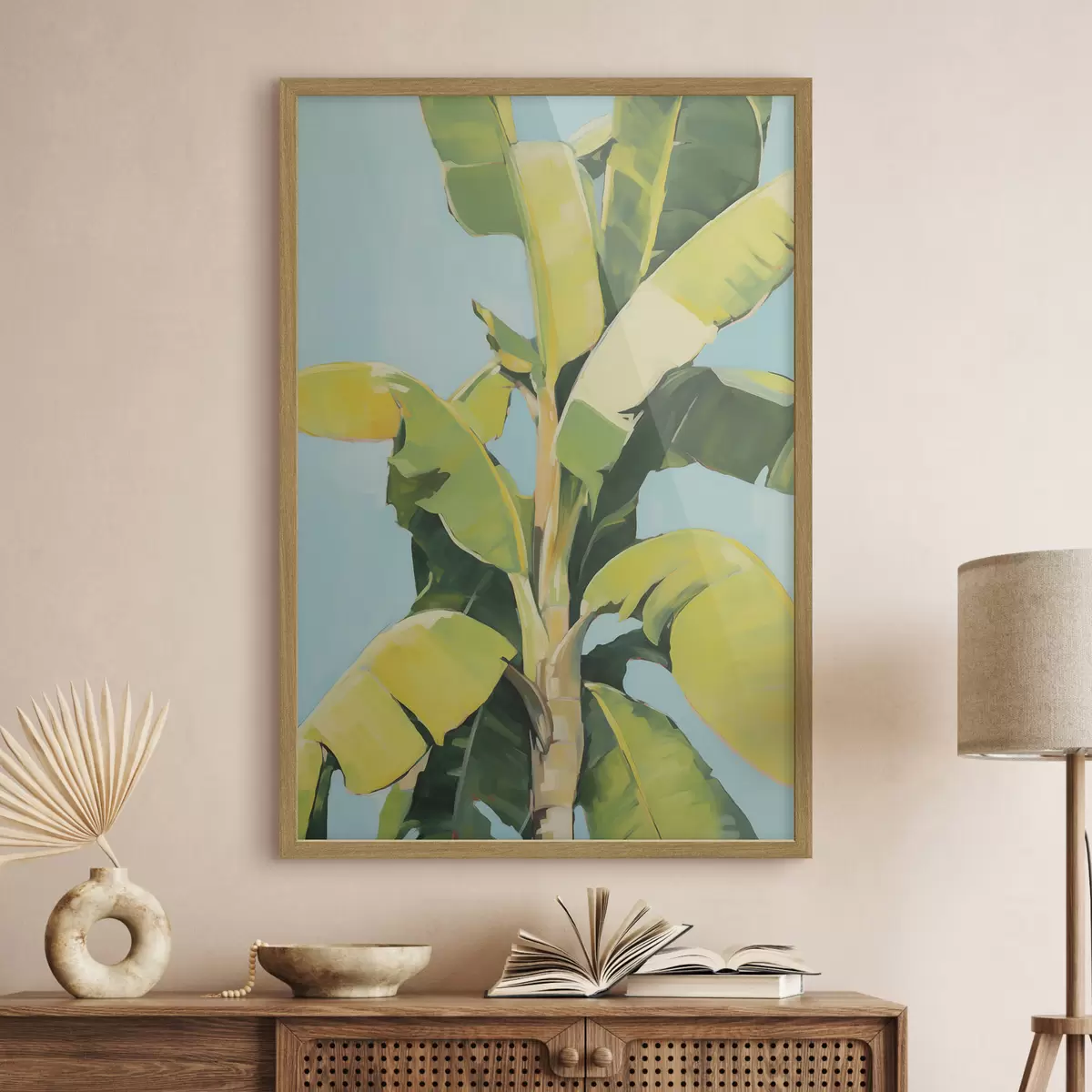 Poster Blätter einer Bananenpalme, Imitationsgemälde f50070