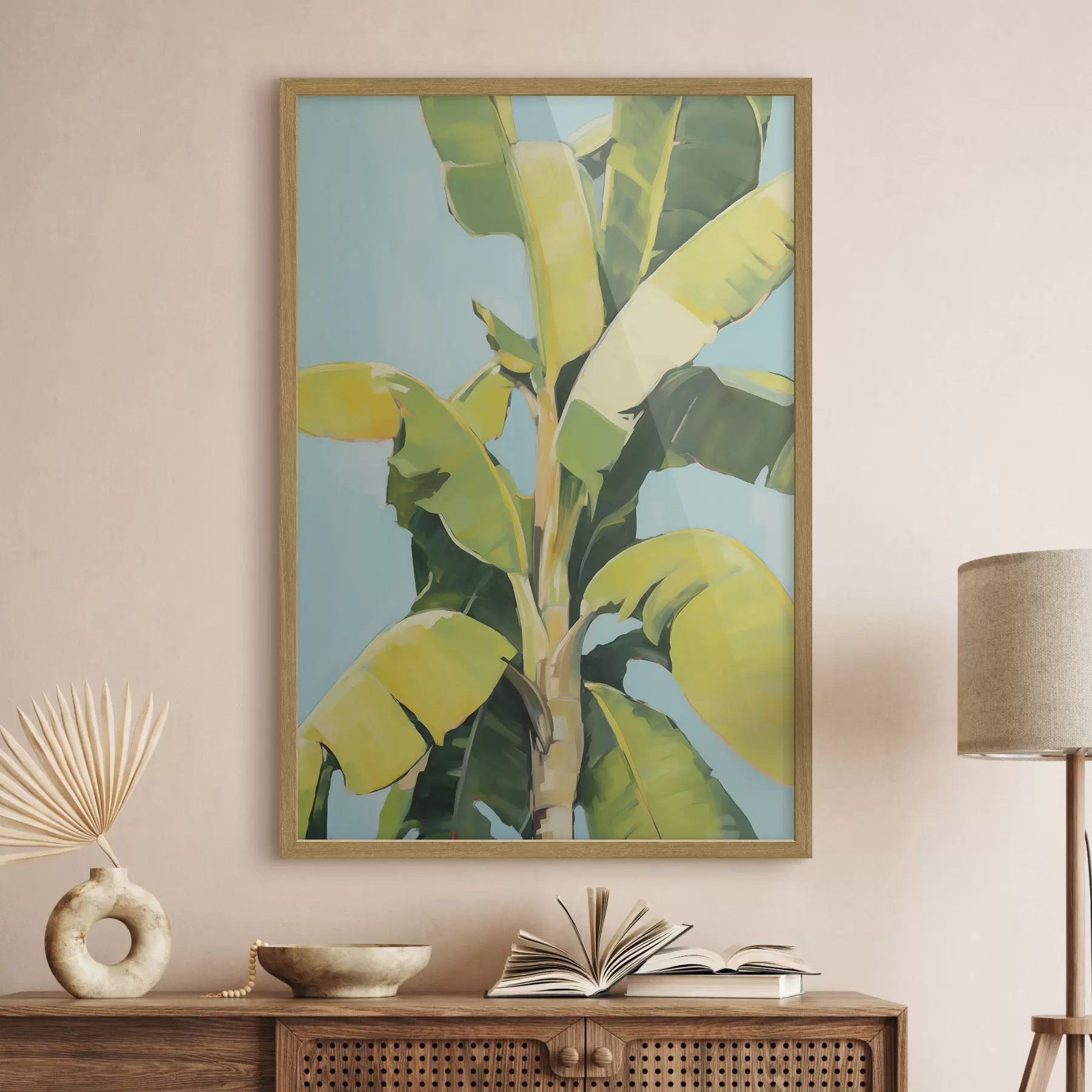 Fototapete Blätter einer Bananenpalme, Imitationsgemälde f50070