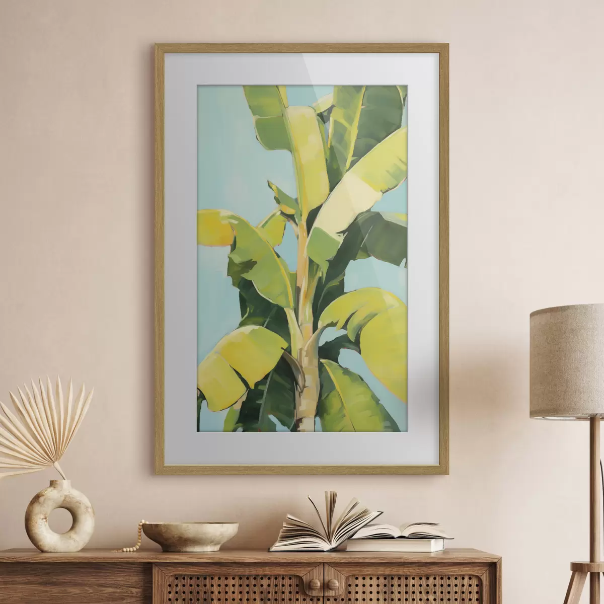 Poster Blätter einer Bananenpalme, Imitationsgemälde f50070
