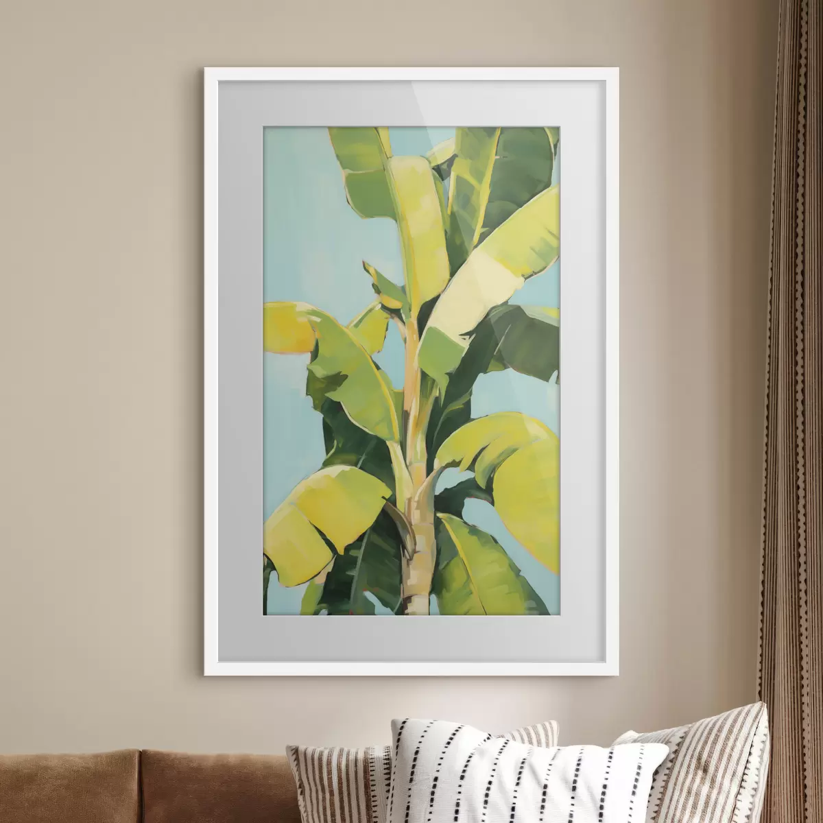 Poster Blätter einer Bananenpalme, Imitationsgemälde f50070