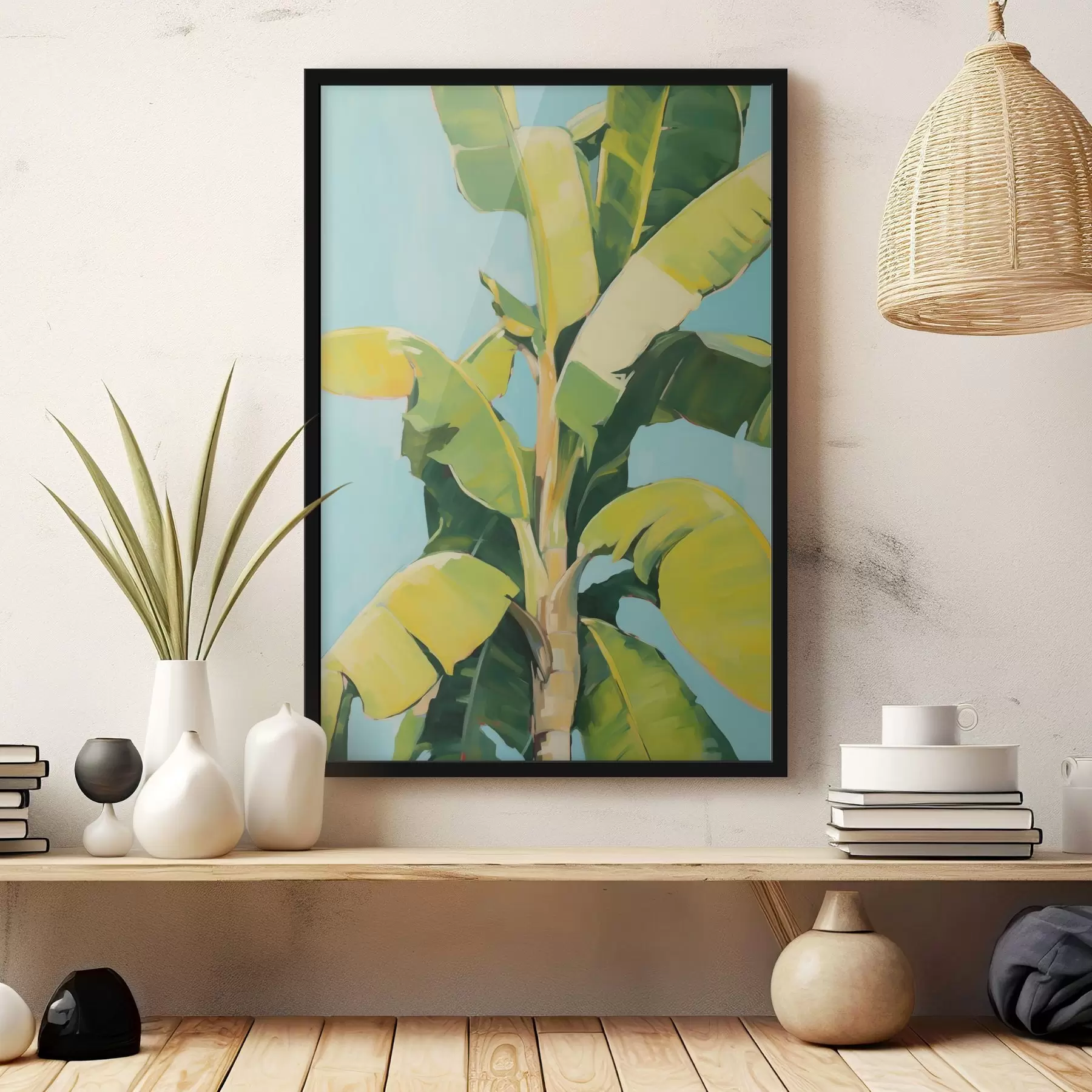 Fototapete Blätter einer Bananenpalme, Imitationsgemälde f50070