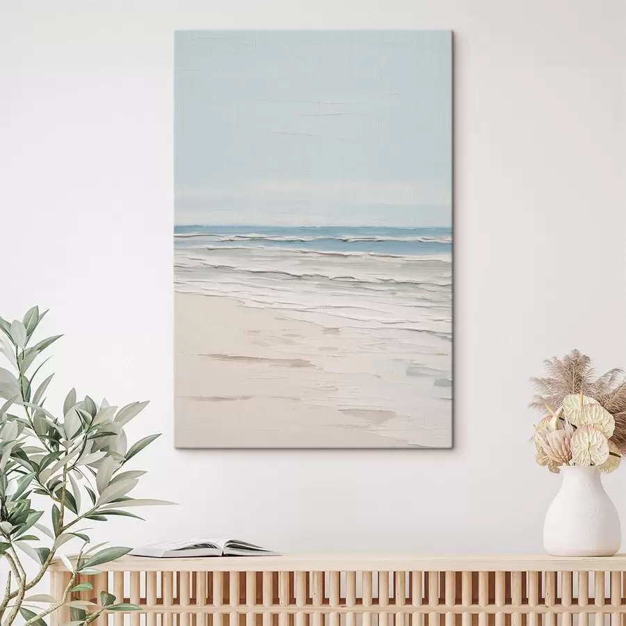 Fototapete Minimalistische Strandlandschaft in hellen Farbtönen s49951