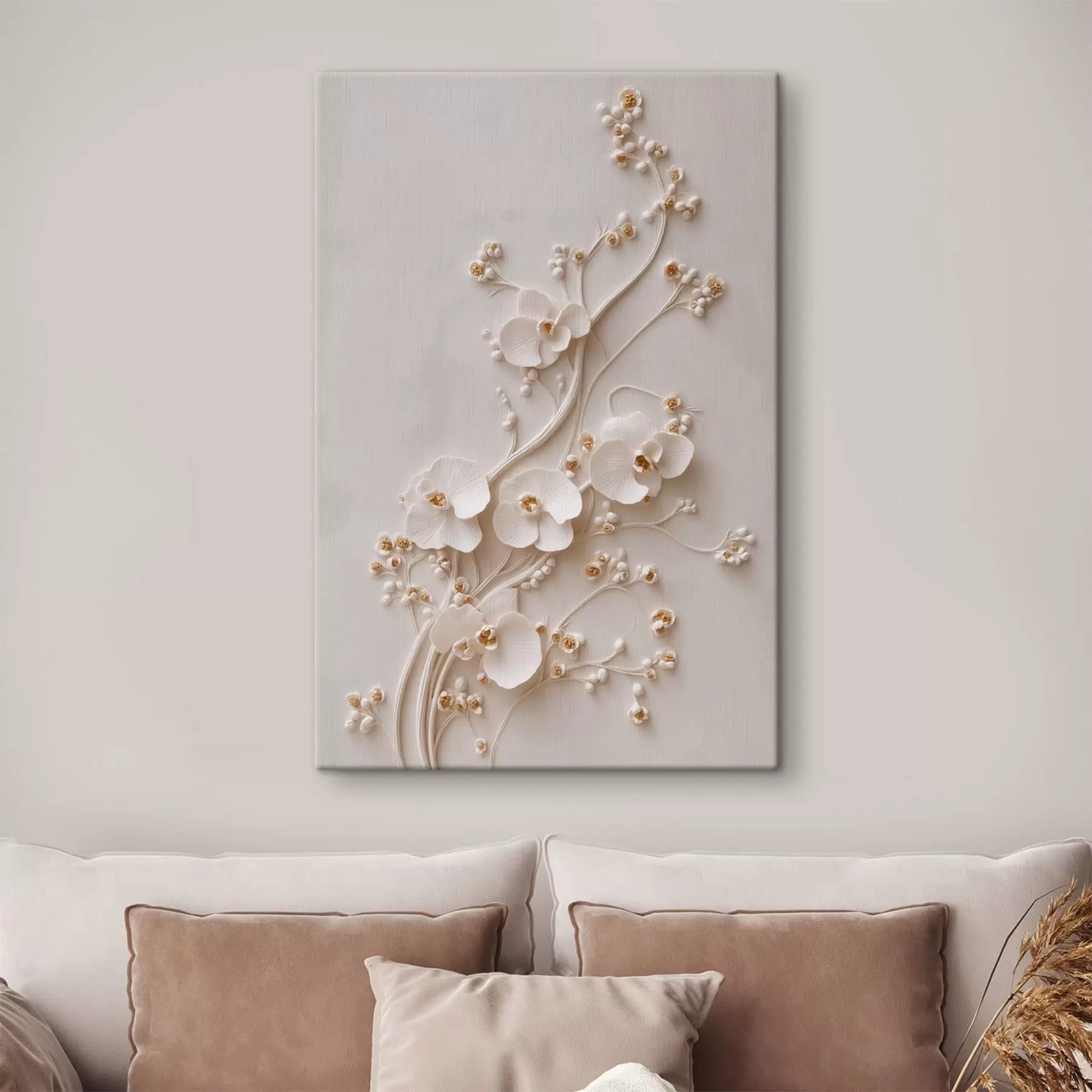 Fototapete Zarte weiße Orchideen an eleganten Zweigen s49959