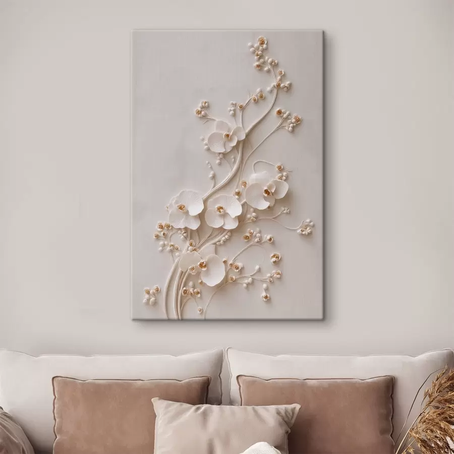 Fototapete Zarte weiße Orchideen an eleganten Zweigen s49959