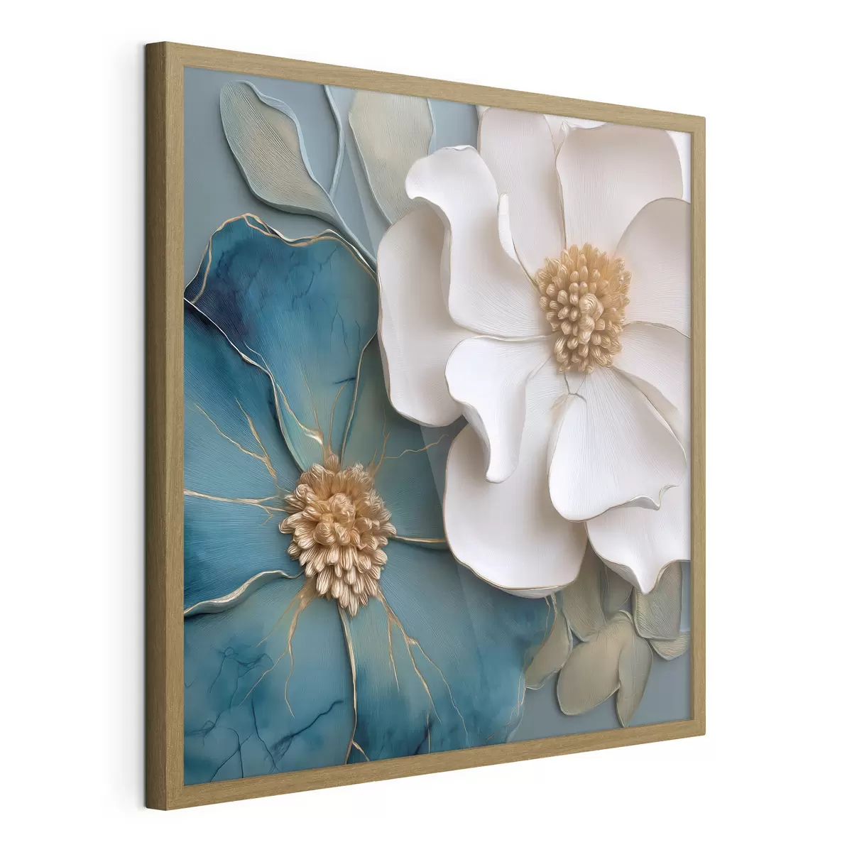 Poster Üppige Blumen in Blau und hellen Farbtönen f49947