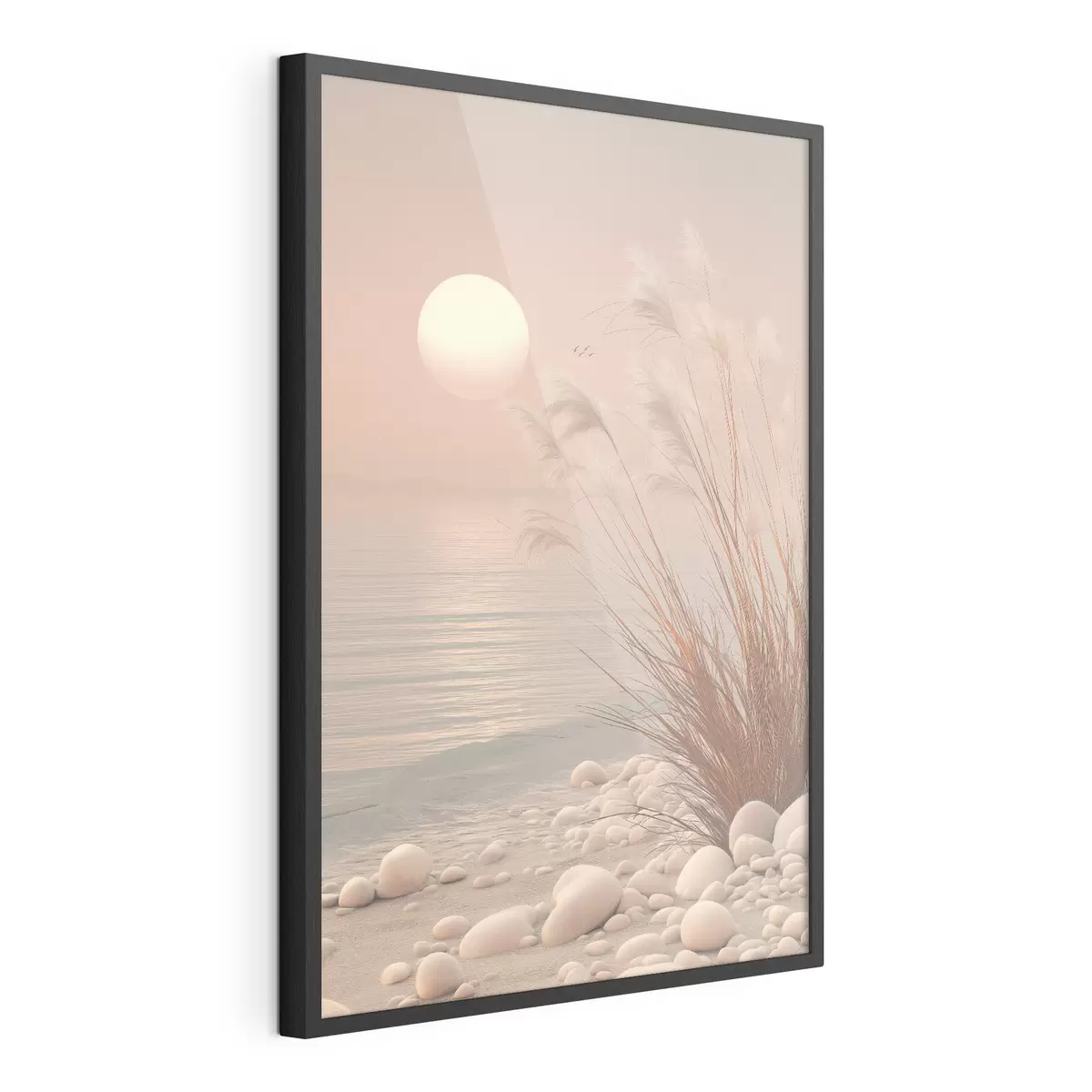 Poster Ruhiges Ufer mit Gräsern im Morgengrauen f49949