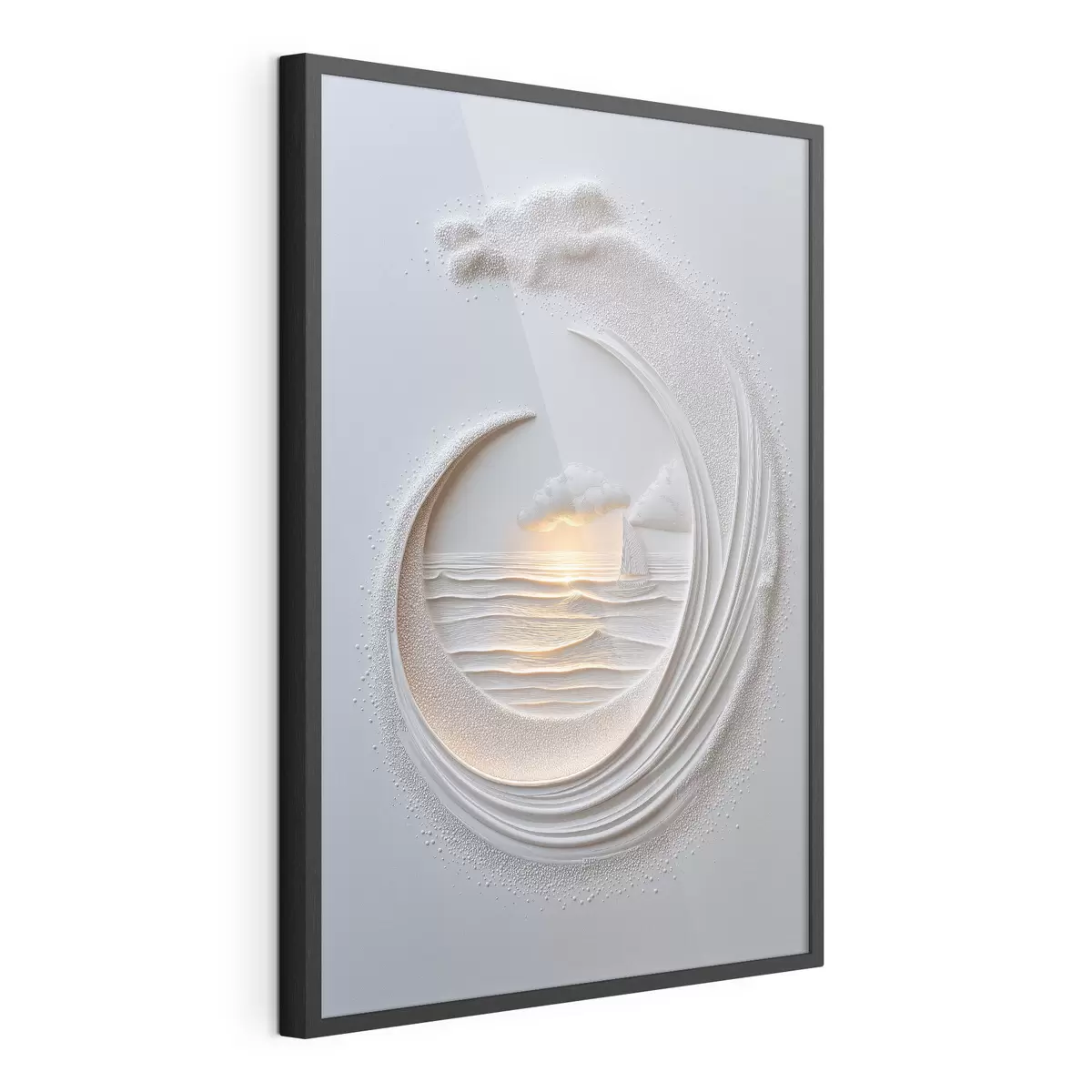Poster Meereslandschaft mit einem Segelboot und einem Relief-Effekt f49950