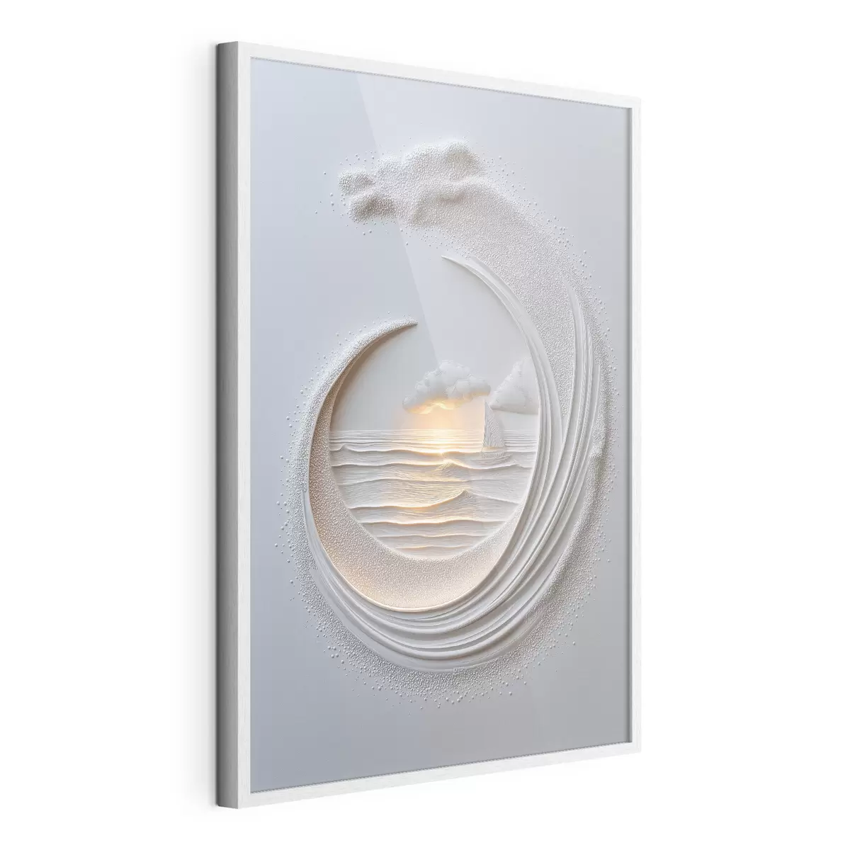 Poster Meereslandschaft mit einem Segelboot und einem Relief-Effekt f49950