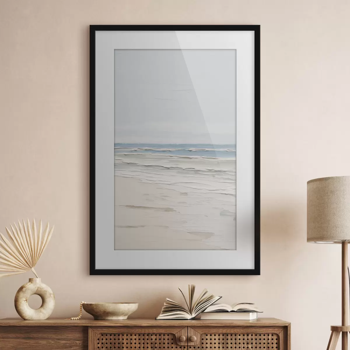 Poster Minimalistische Strandlandschaft in hellen Farbtönen f49951