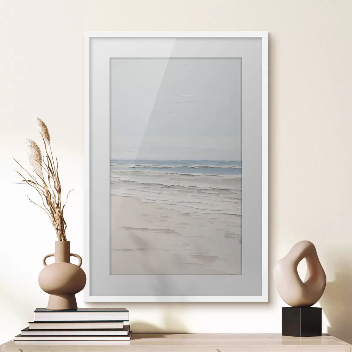 Poster Minimalistische Strandlandschaft in hellen Farbtönen f49951