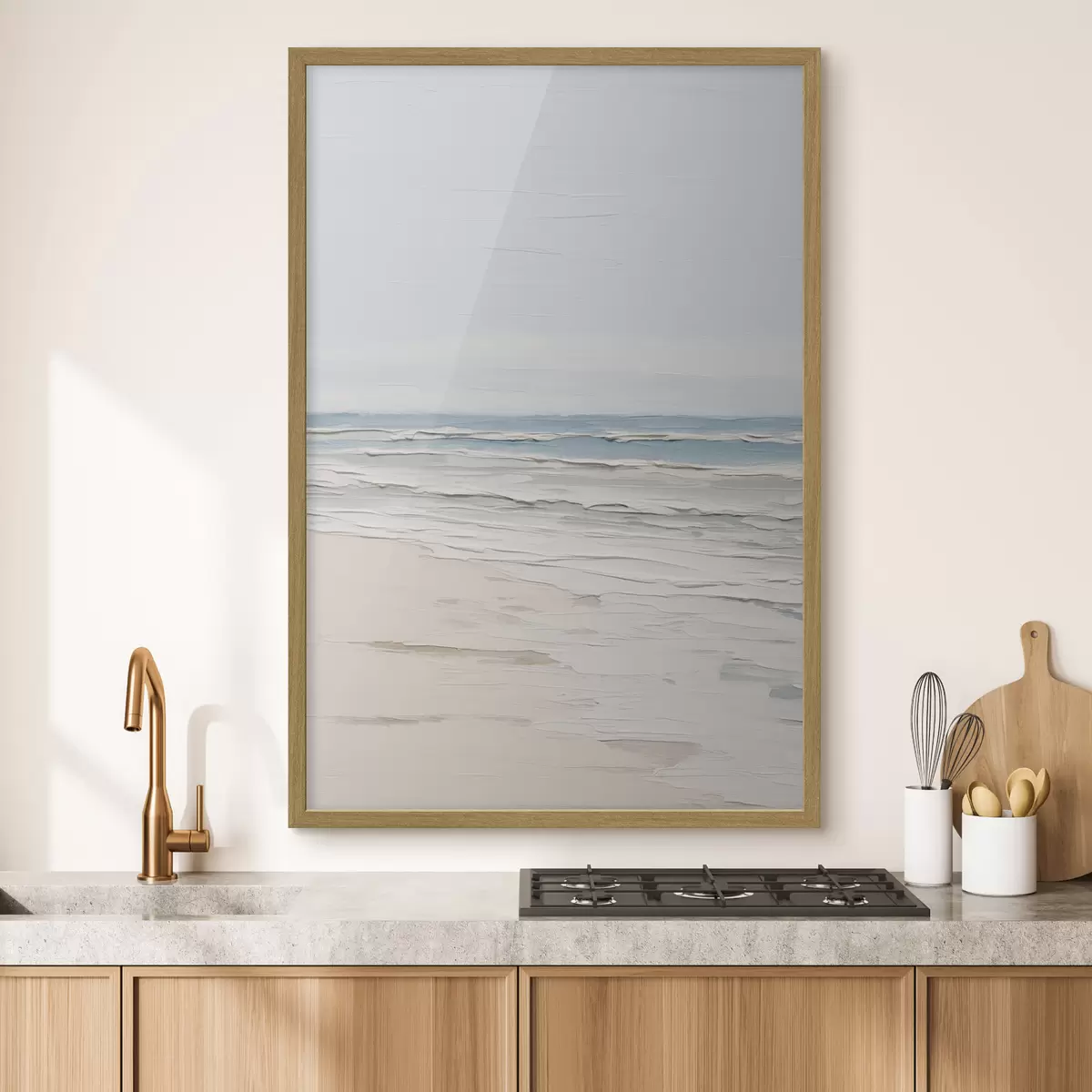 Poster Minimalistische Strandlandschaft in hellen Farbtönen f49951