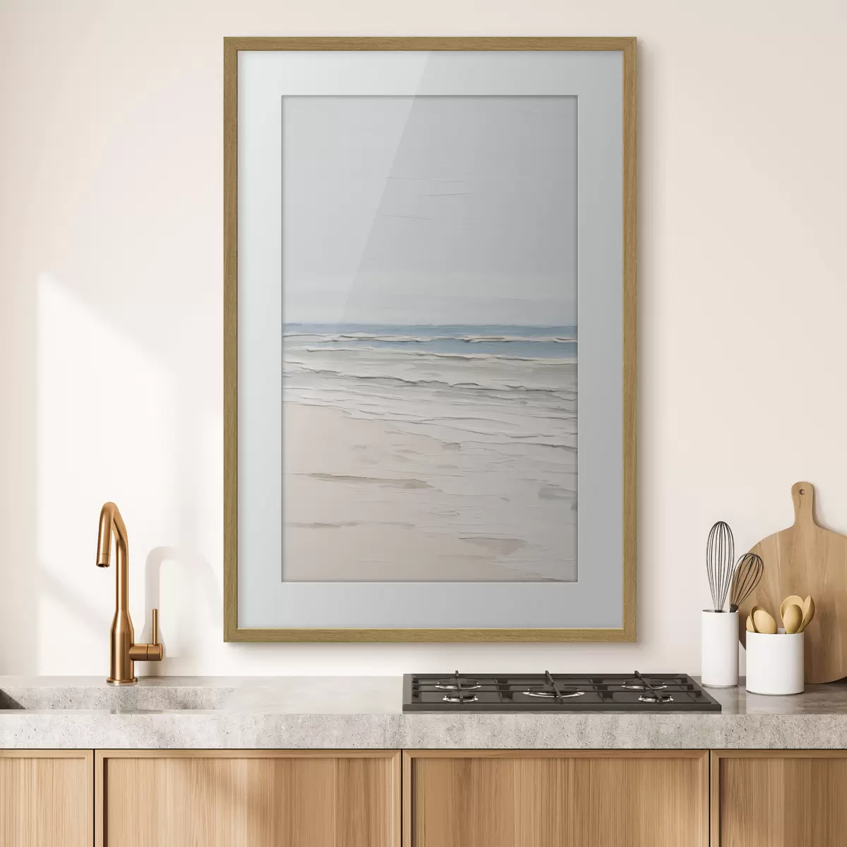 Poster Minimalistische Strandlandschaft in hellen Farbtönen f49951