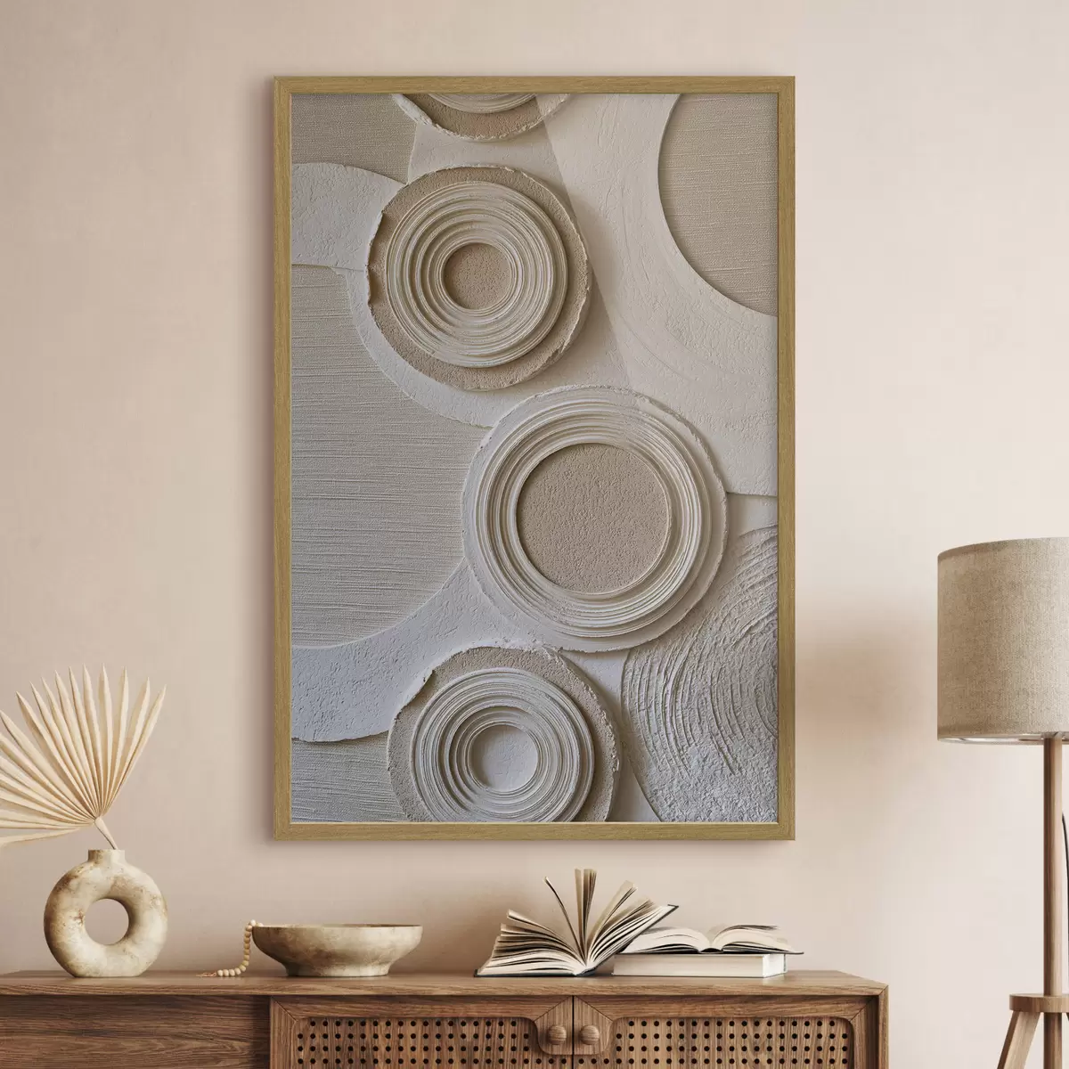 Poster Geometrische Komposition mit Kreisen und Relief-Effekt f49956