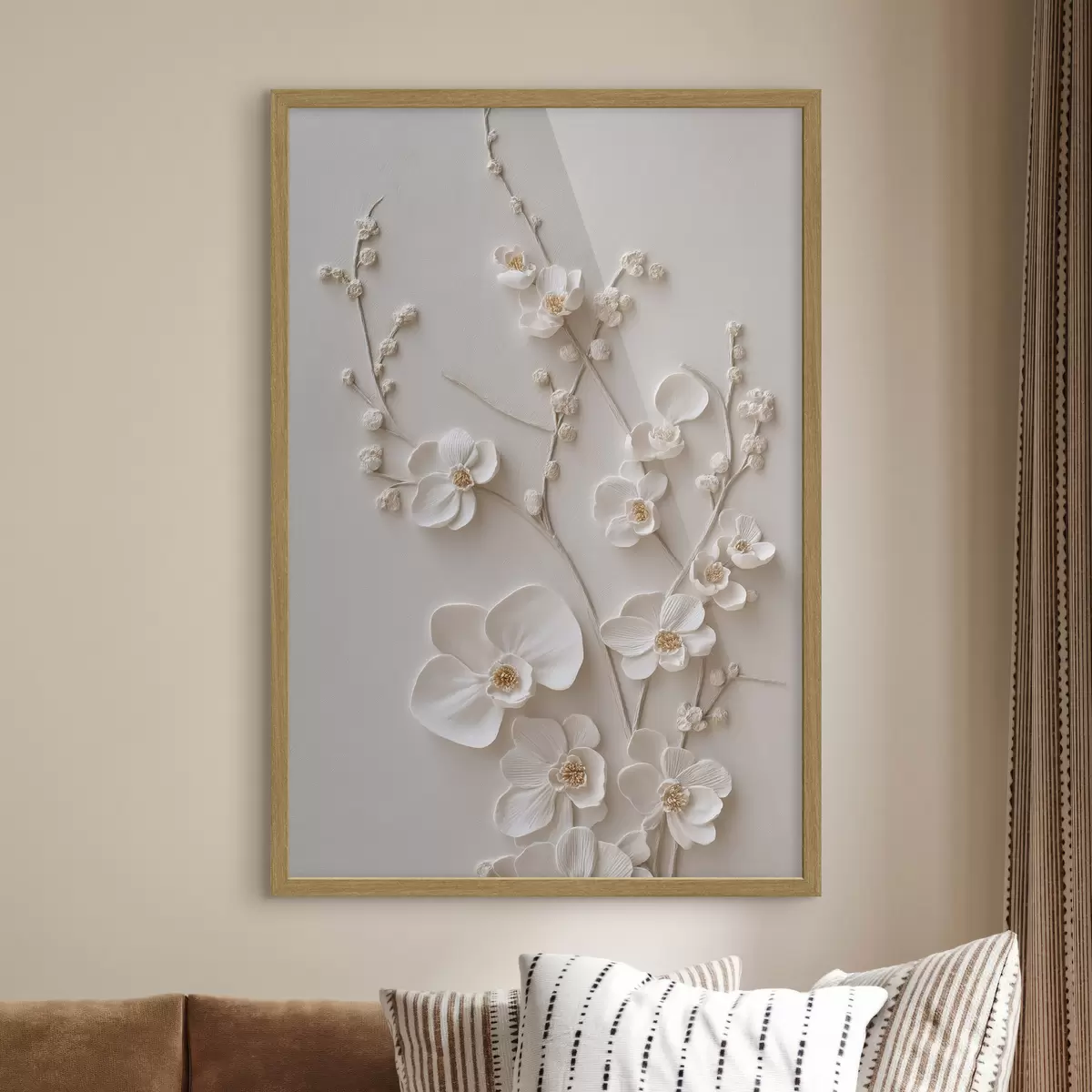 Poster Üppige weiße Blüten an zarten Zweigen f49957