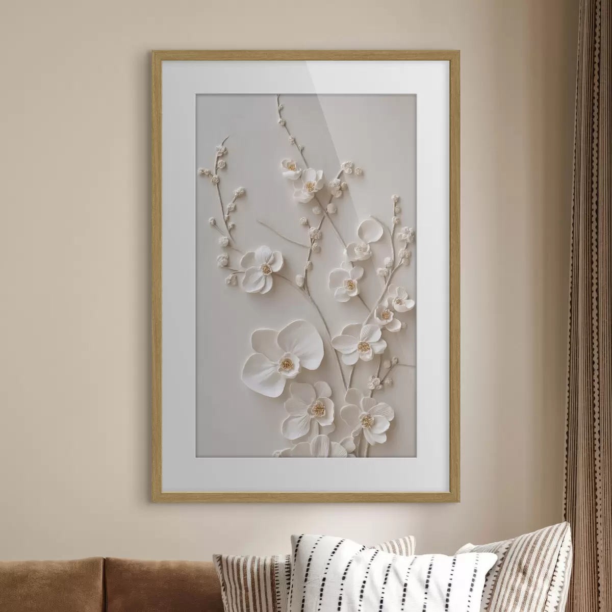 Poster Üppige weiße Blüten an zarten Zweigen f49957