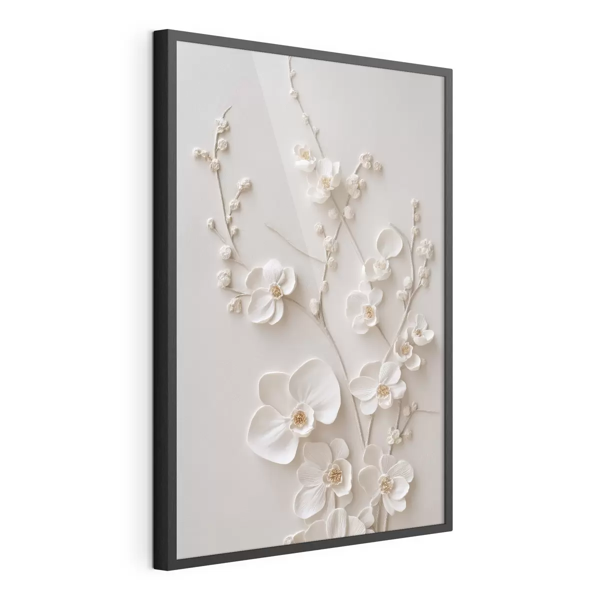 Poster Üppige weiße Blüten an zarten Zweigen f49957