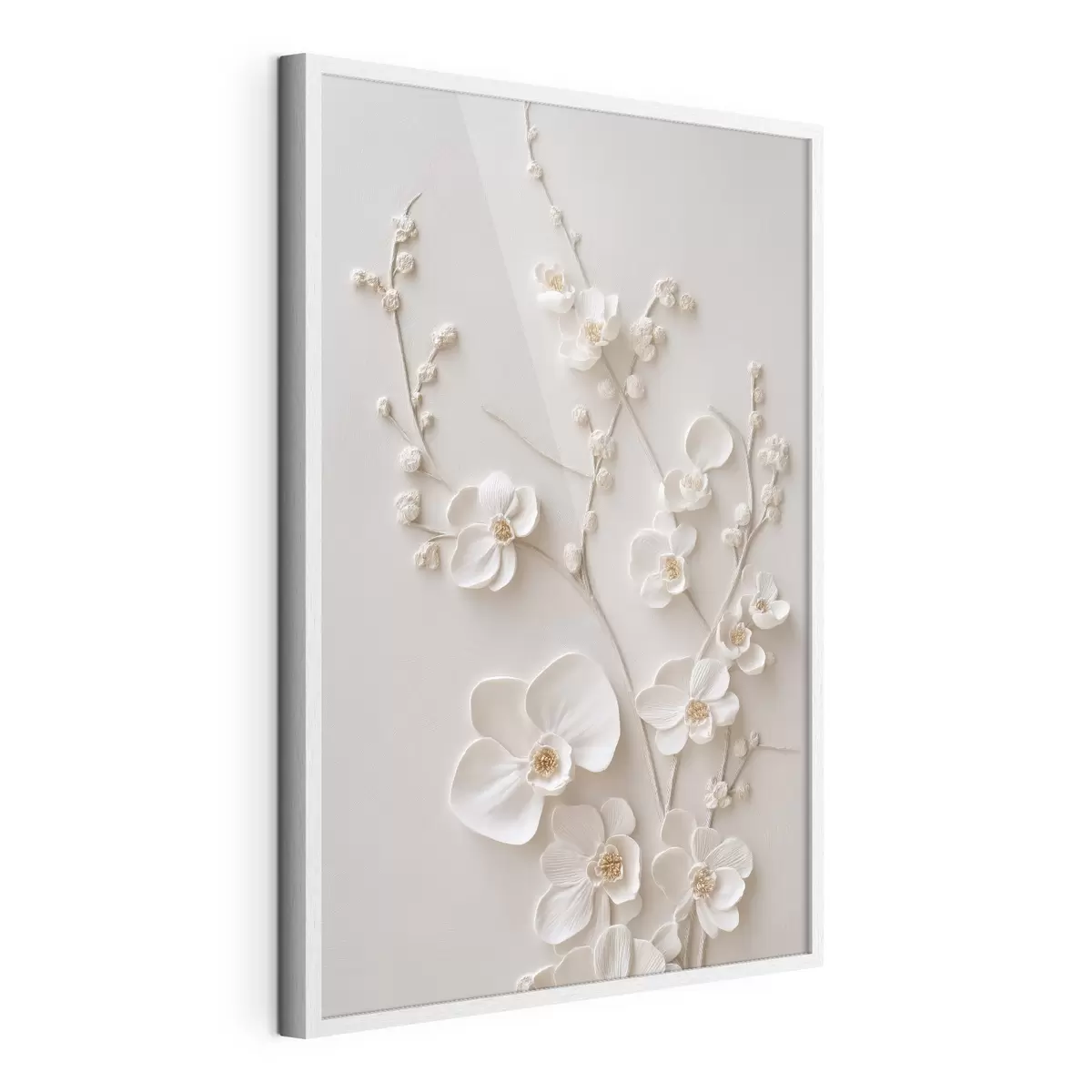 Poster Üppige weiße Blüten an zarten Zweigen f49957