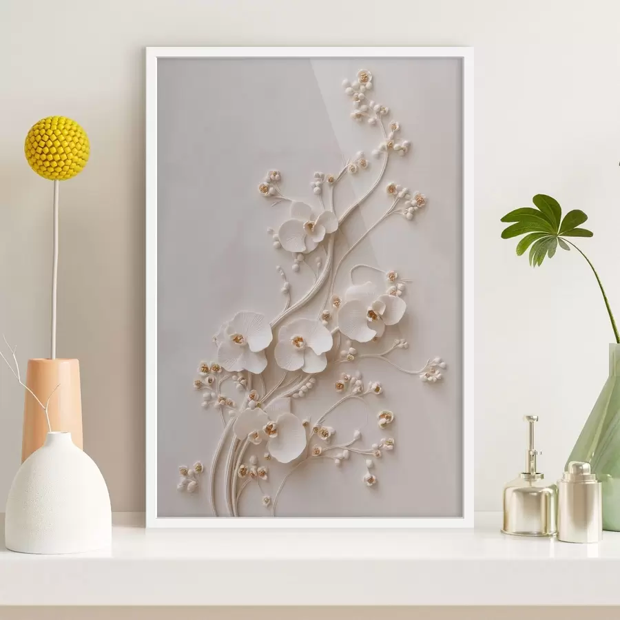 Fototapete Zarte weiße Orchideen an eleganten Zweigen f49959