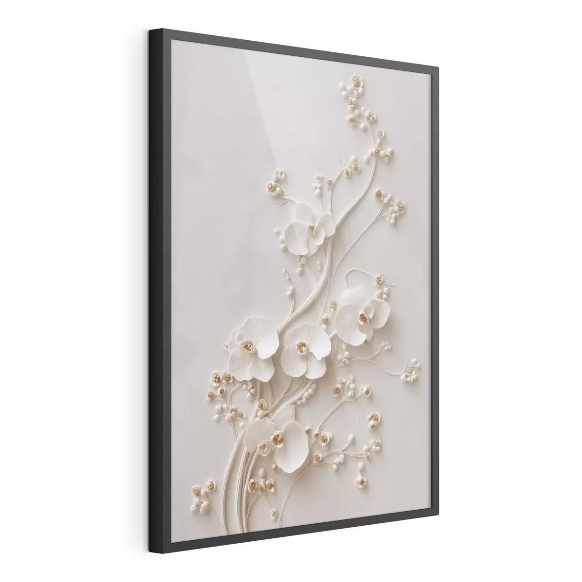 Poster Zarte weiße Orchideen an eleganten Zweigen f49959