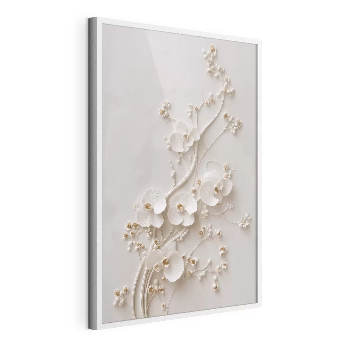 Poster Zarte weiße Orchideen an eleganten Zweigen f49959