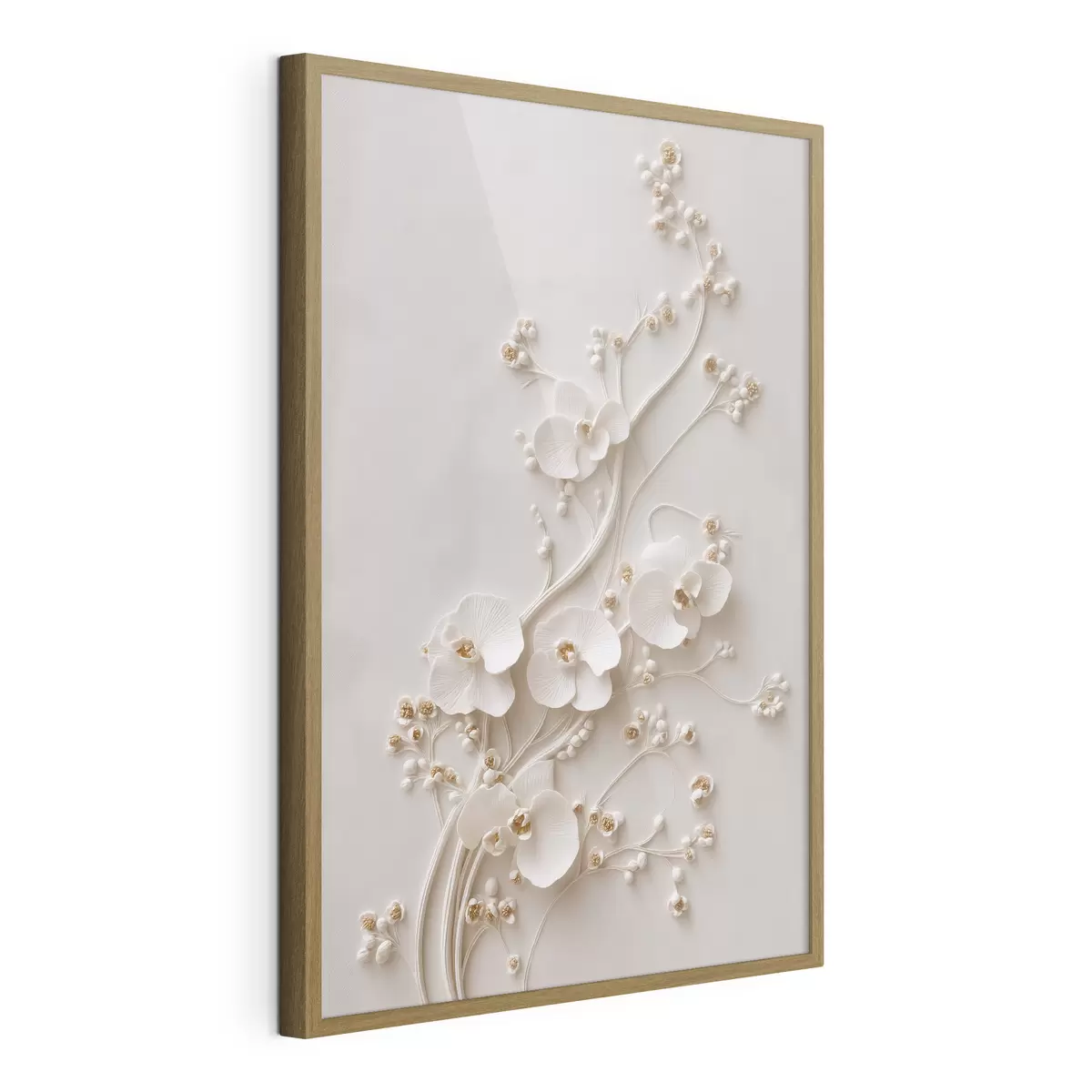 Poster Zarte weiße Orchideen an eleganten Zweigen f49959