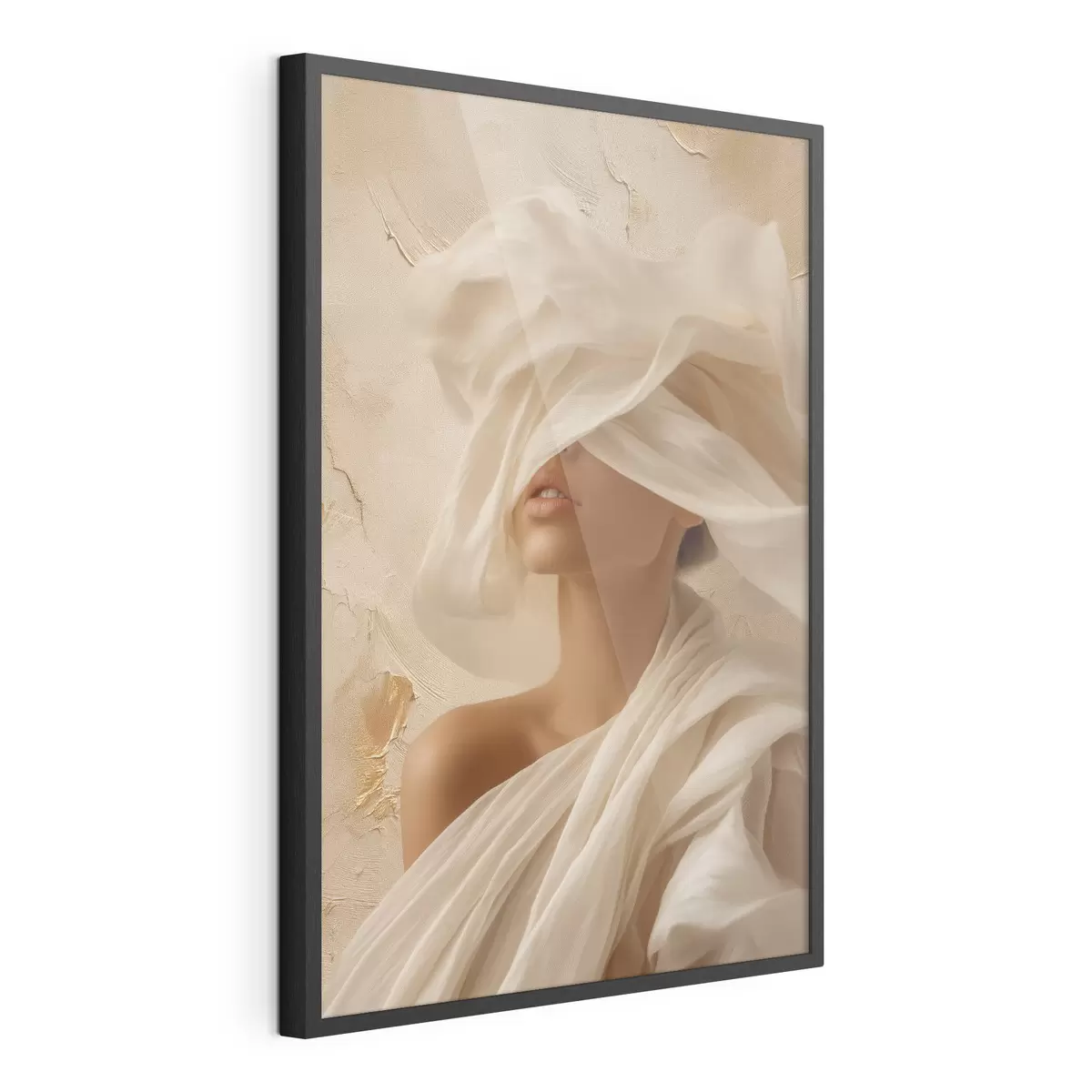 Poster Porträt, in transparenten Stoff gehüllt, mit sanfter Beleuchtung f49966