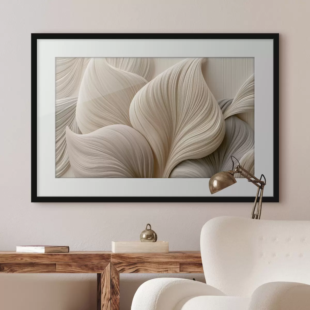 Poster Blätter mit fließenden Linien und Relief-Effekt f49970