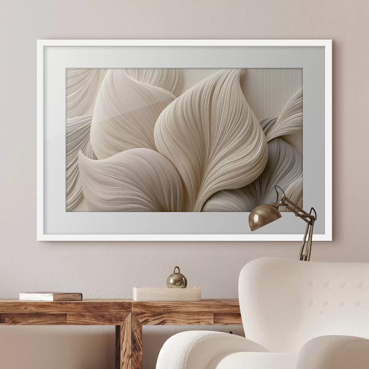 Poster Blätter mit fließenden Linien und Relief-Effekt f49970