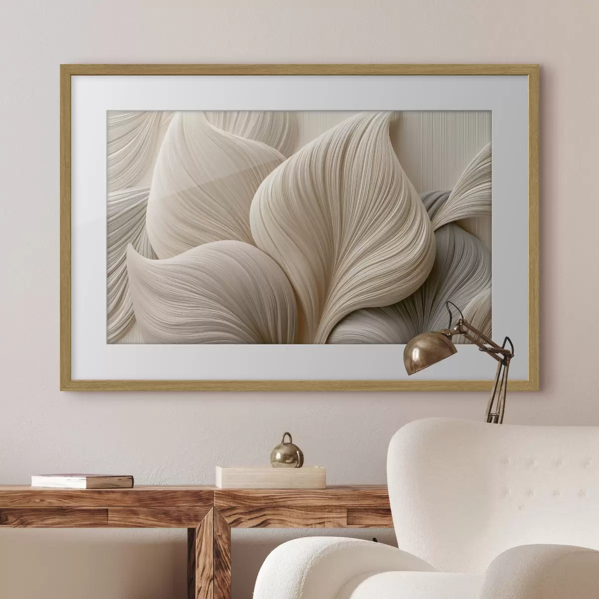 Poster Blätter mit fließenden Linien und Relief-Effekt f49970