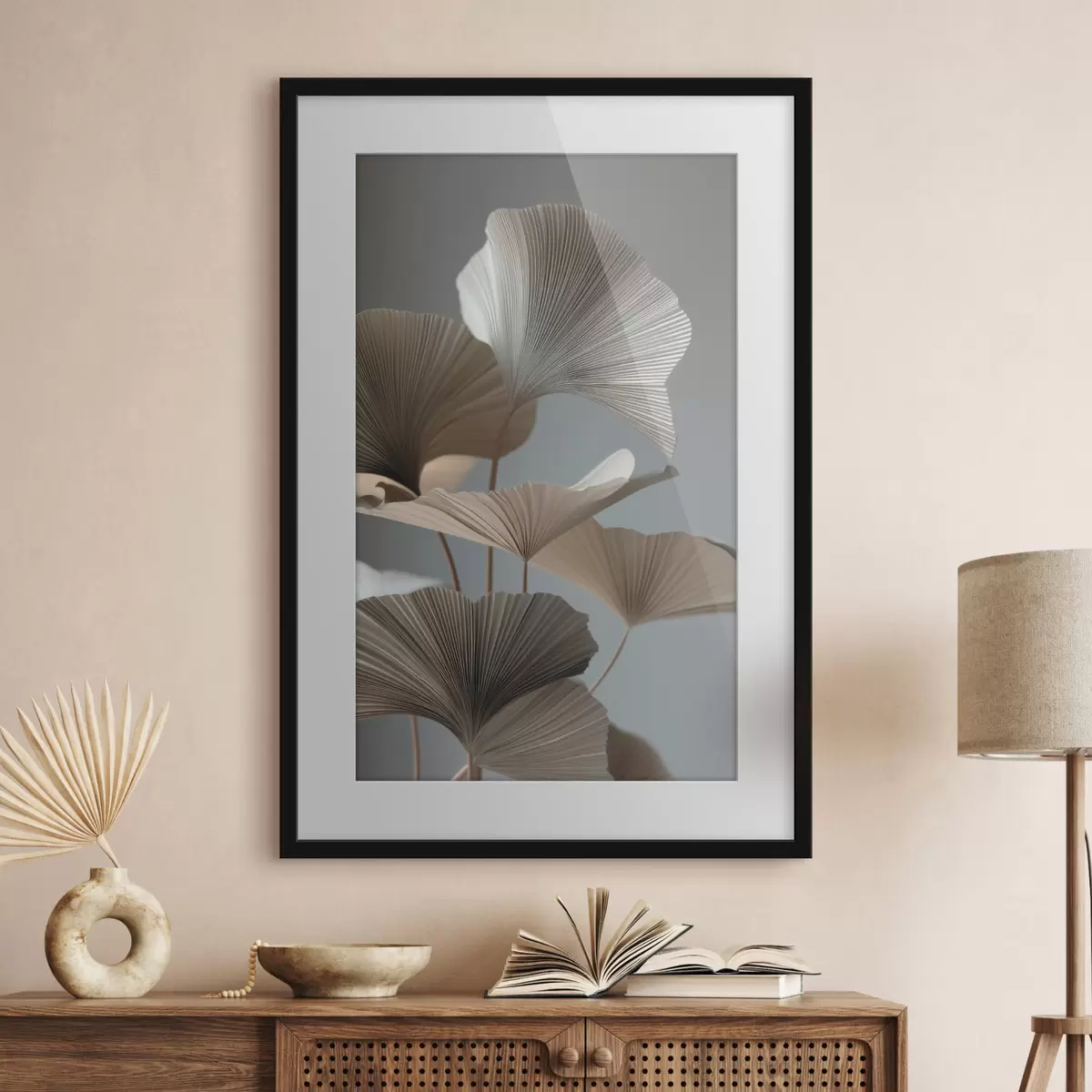 Poster Minimalistische, fächerförmige Blätter f49972