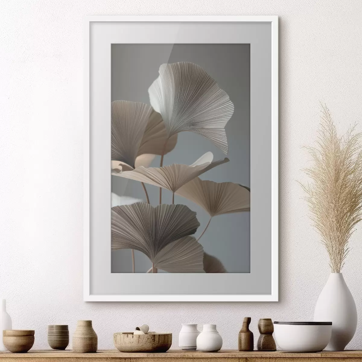 Poster Minimalistische, fächerförmige Blätter f49972